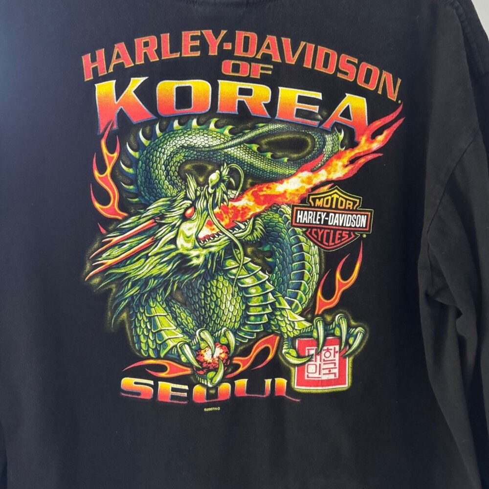Harley-Davidson Korea Seoul Sinister Attitude Long Sleeve T-Shirt XL Black Flame - Picture 7 of 8